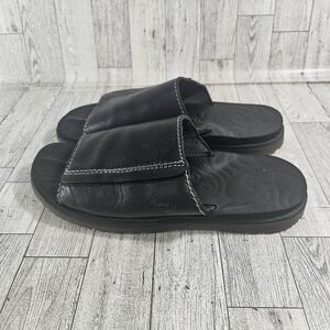 Vintage 90s Dr. Martens Air Wear Leather Slides Sandal Womens Size 8 Black Y2K